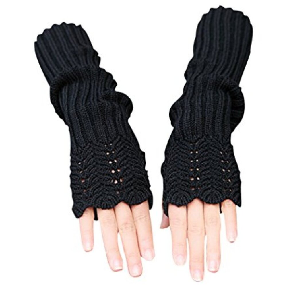 Women Arm Warmers Fashion Long Fingerless Gloves Knitted Kawaii Warm Gloves